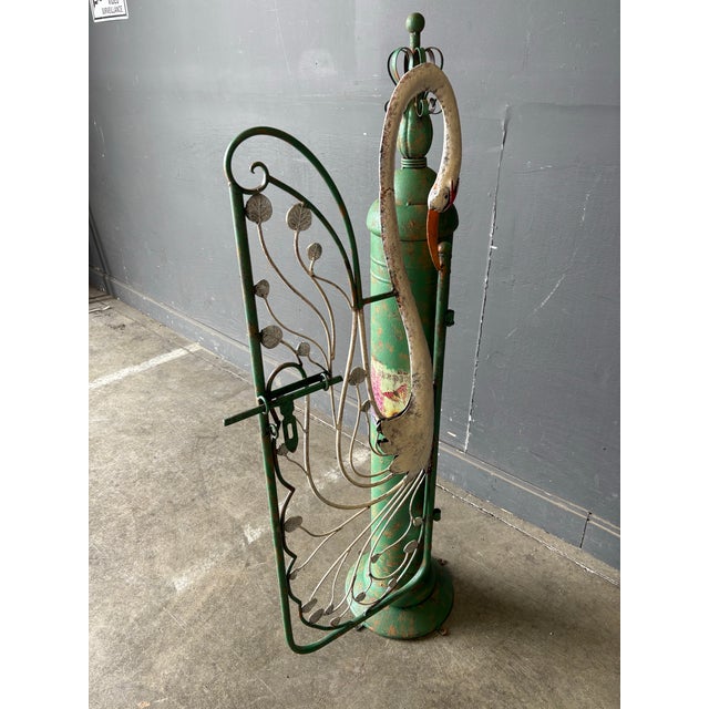 Whimsical Cast Metal Swan Double Garden Gate - a Pair For Sale - Image 9 of 10