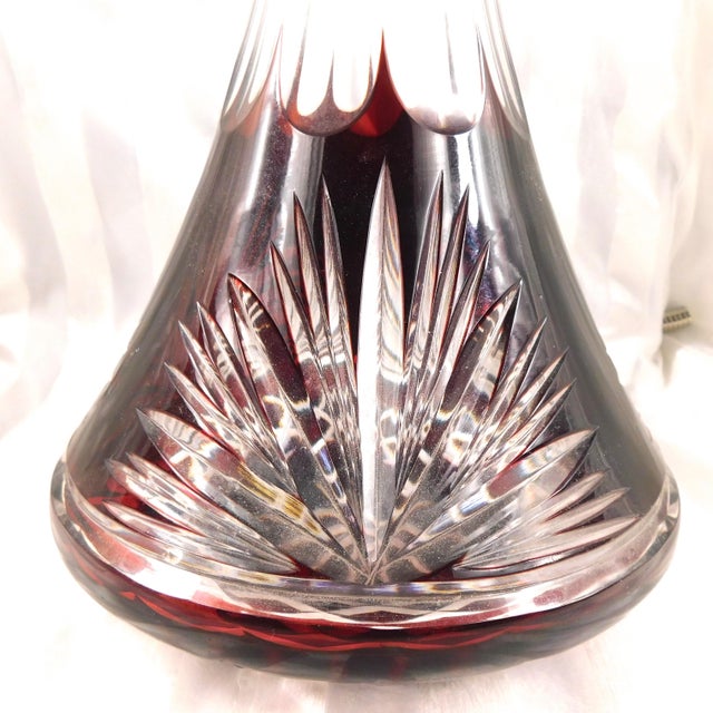 1940s 1940s Red Cut to Clear Decanter For Sale - Image 5 of 7