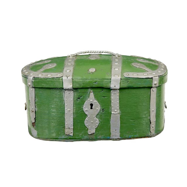 Swedish Green Painted Shaped Strong Box, 1850 For Sale - Image 6 of 6
