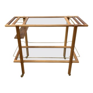 Wood Brass Bar Cart For Sale