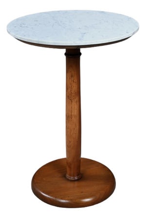 Early 20th Century Restoration Style Walnut and Marble Side Table