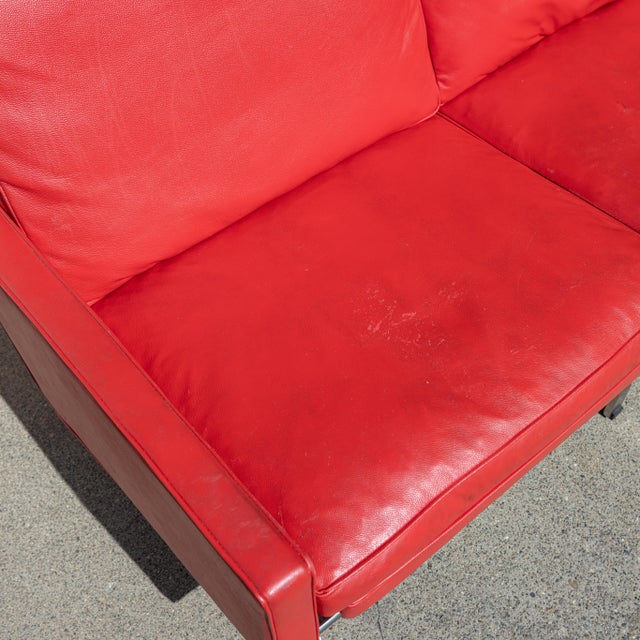 Poul Kjærholm Style Pk31 3-Seater Sofa in Red Leather For Sale - Image 11 of 16