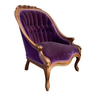 Vintage Victorian Style Purple Club Chair For Sale