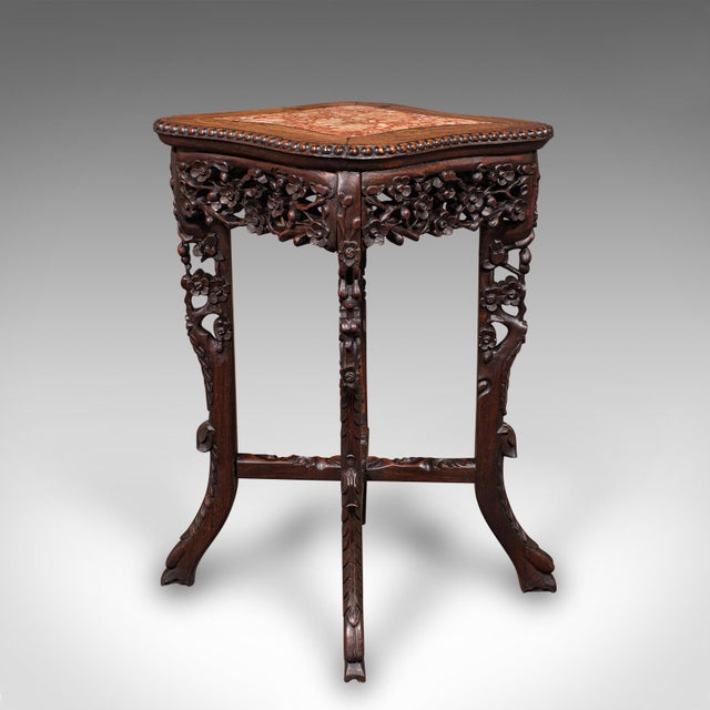 Small Antique Jardiniere Stand, Oriental, Marble, Wine, Lamp Table, Victorian For Sale - Image 4 of 12