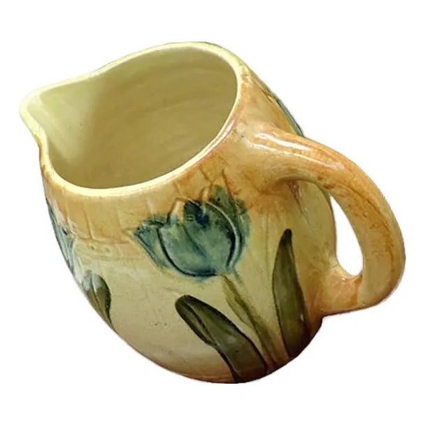 Early 20th Century Modern Roseville Studios Ceramic Tulip Pitcher, Roseville Pottery For Sale