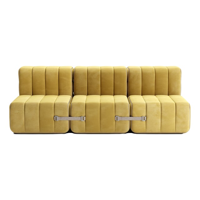 Curt Modular Set - Flexible 3-Seater - Barcelona - Cornhusk - V3347/50 (Yellow) by Ambivalenz, Set of 6 For Sale