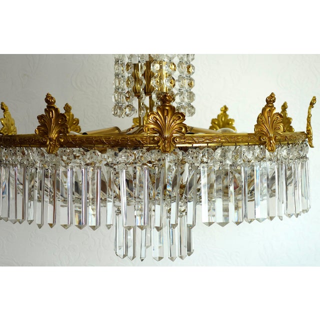 Metal Brass and Lead Crystal Chandelier from Palwa, 1960s For Sale - Image 7 of 14
