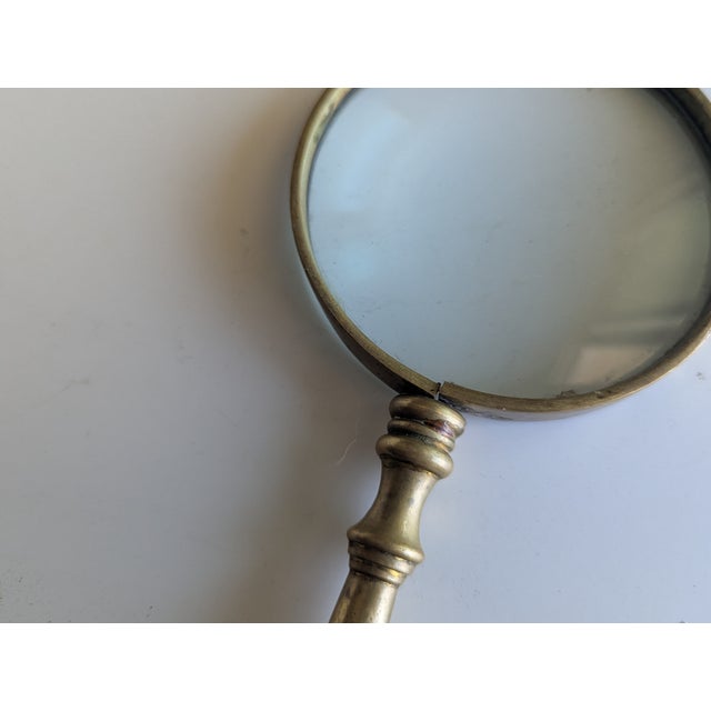Campaign Quintessential Antique Brass Magnifying Glass For Sale - Image 3 of 4