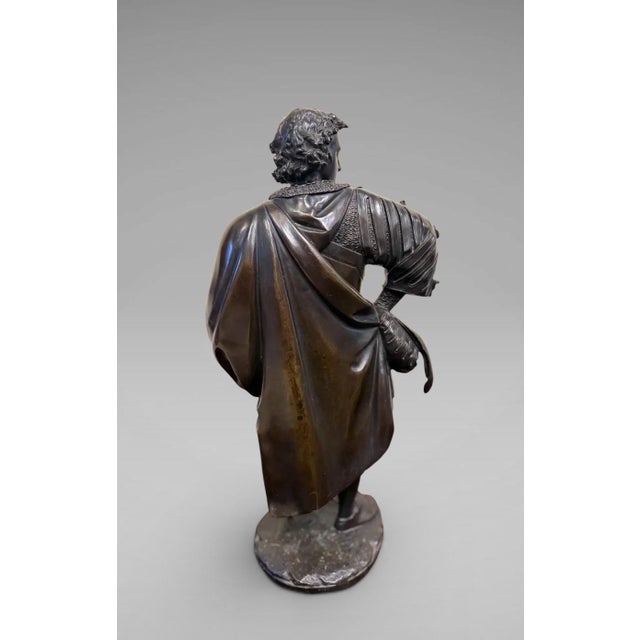 Bronze Antique 25” Signed 19th Century French Bronze Sculpture the Landsknecht Cavalier by Albert-Ernest Carrier Belleuse For Sale - Image 8 of 14