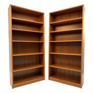 Pair of Vintage Teak Bookcases by Sun Cabinet Co. For Sale