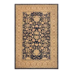 Classic Ziegler Blue Beige Hand-Knotted Wool Rug - 9'0'' X 12'6''