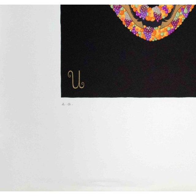 Modern Erté, Letter U, 1976, Lithograph For Sale - Image 3 of 4