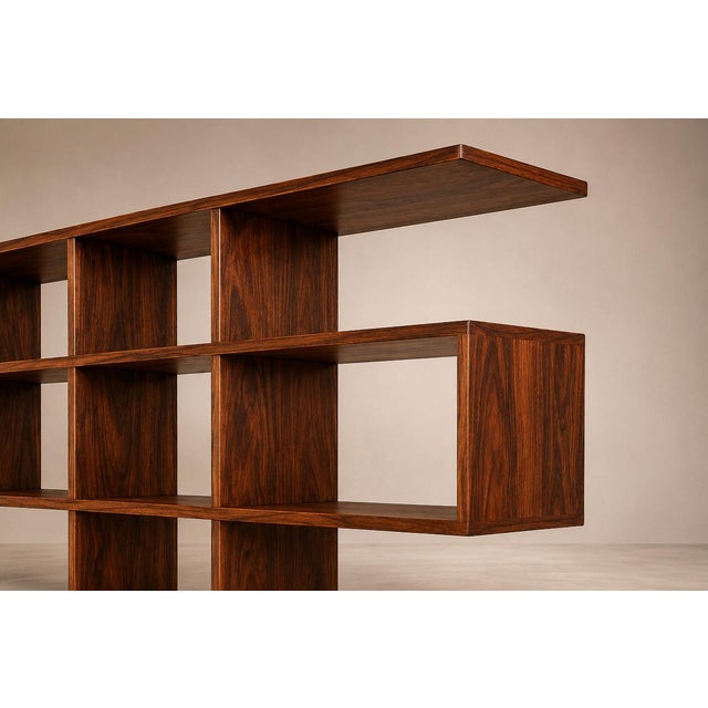Monumental Brazilian Modern Bookshelf in Solid Rosewood With Storage, Brazil, 1960s For Sale - Image 17 of 18