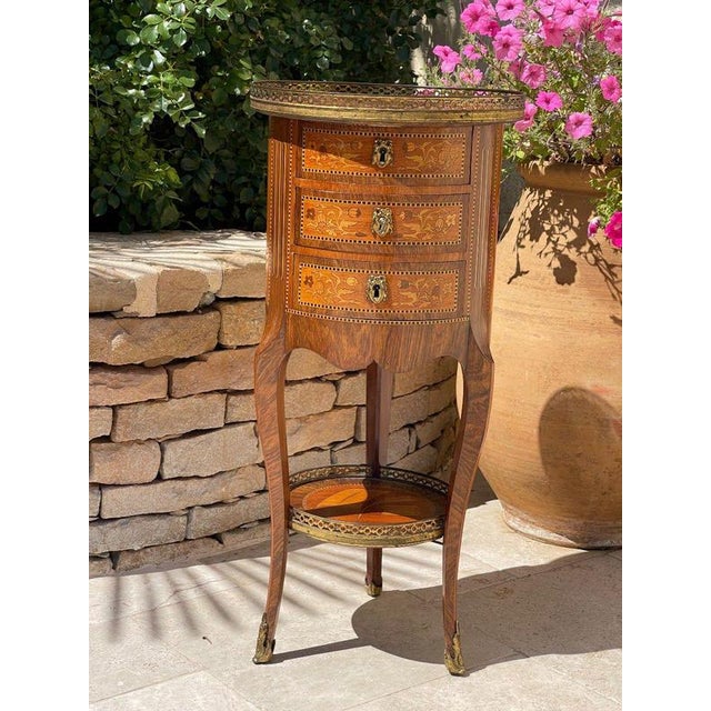 Louis XV Style Marquetry Bedside Table For Sale - Image 13 of 13