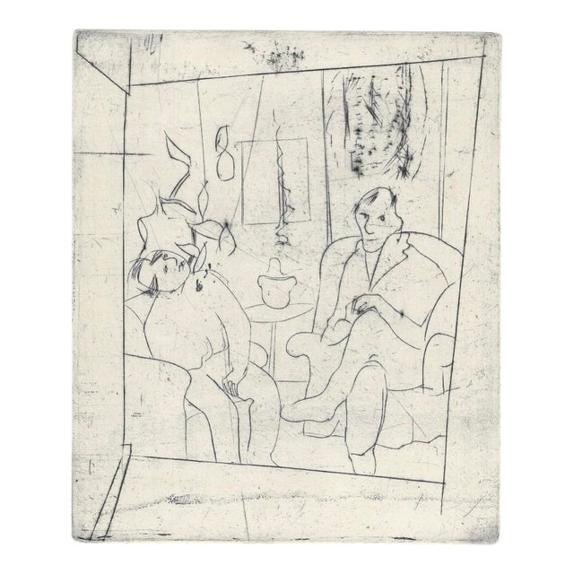 1981 Jon Fasanelli Cawelti Brian and Carew Modern Etching For Sale