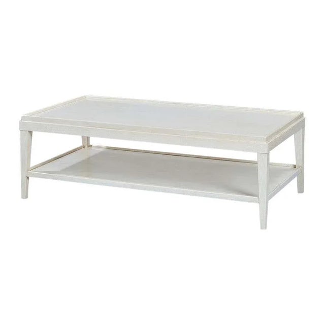 Wood Classic White Lacquer Rustic Rectangular Coffee Table For Sale - Image 7 of 7