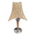 Mid-Century Modern Teak & Nickel Swing Arm Table Lamp With Rattan Shade For Sale