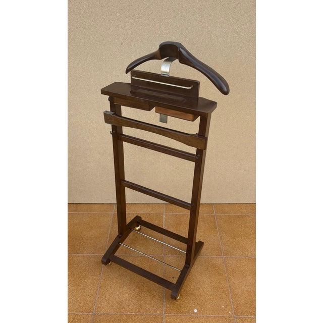 Brown Mid 20th Century Wooden Valet Stand with Hanger and Storage Trays For Sale - Image 8 of 12