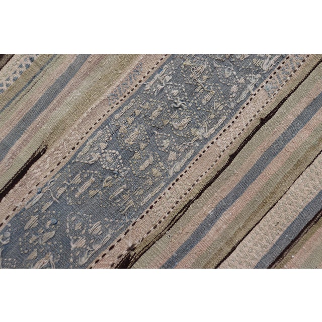Turkish Vintage Kilim With Embroidered Motifs in Earthy Tones 5'3" X9'0" For Sale - Image 12 of 12