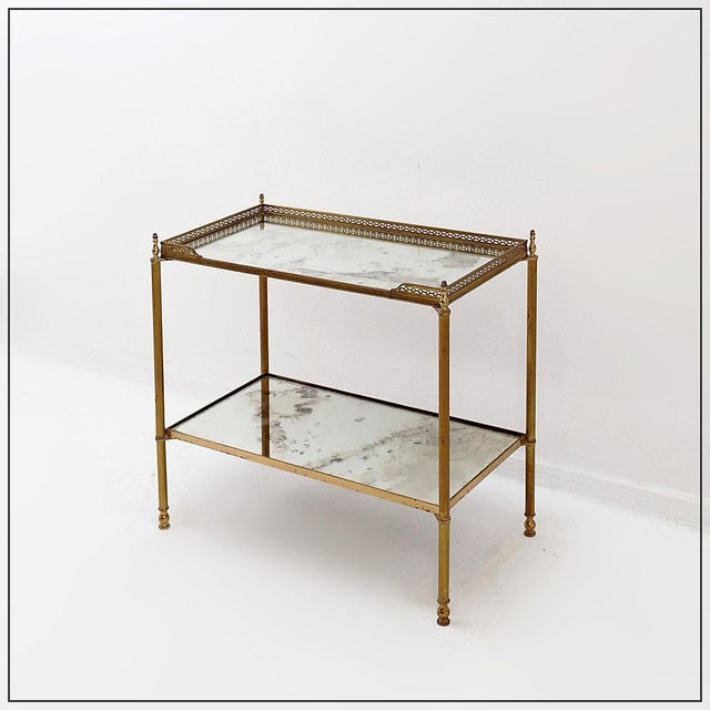 French Two-Tier Side Table with Eglomise Glass Mirror from Maison Jansen, 1950s For Sale - Image 16 of 16