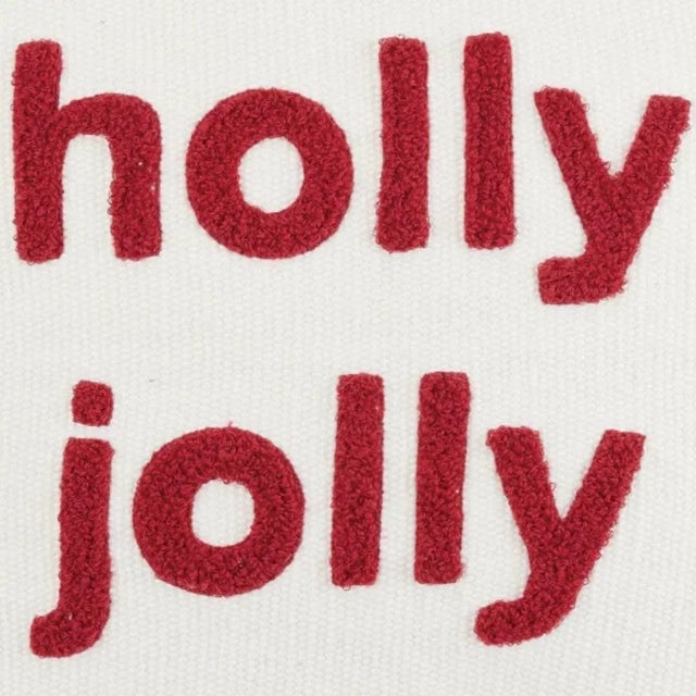 Holly Jolly Red Stripe Boucle Embroidered Pillow for Christmas Chairish