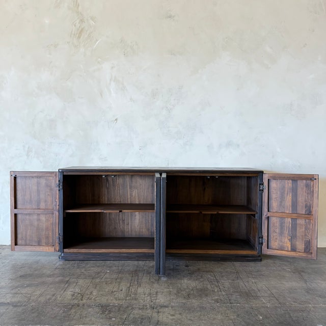 Reeded Credenza in Weathered Black Cabinet For Sale - Image 16 of 18