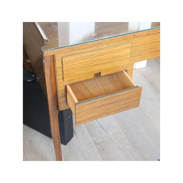 Brown Desk with 4 Drawers and Glass Top by Gio Ponti, Italy, 1959 For Sale - Image 8 of 10