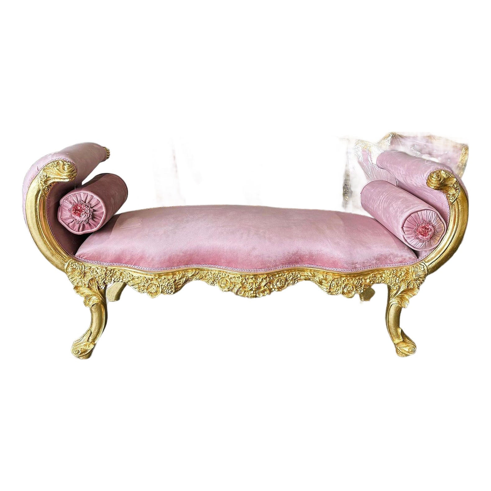 Baroque Style Vintage Pink Velvet Tufted Bench – Luxury Interior Design ...