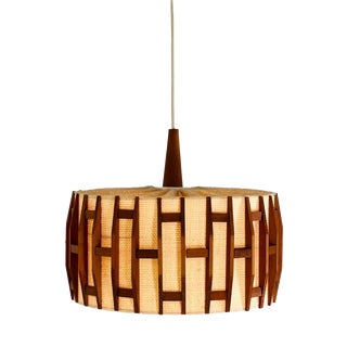Mid-Century Modern Pendant Lamp in Teak, 1960s For Sale