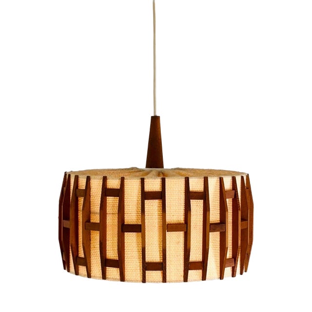 Mid-Century Modern Pendant Lamp in Teak, 1960s For Sale