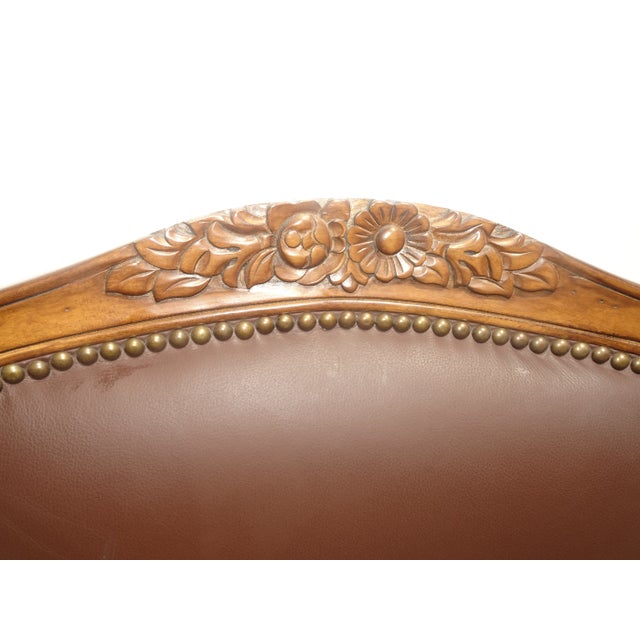 Vintage French Provincial Louis XV Style Brown Bergere Chair For Sale In Los Angeles - Image 6 of 13