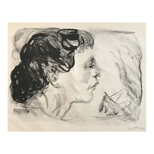 1930s Myron Nutting Portrait of a Lady Lithograph