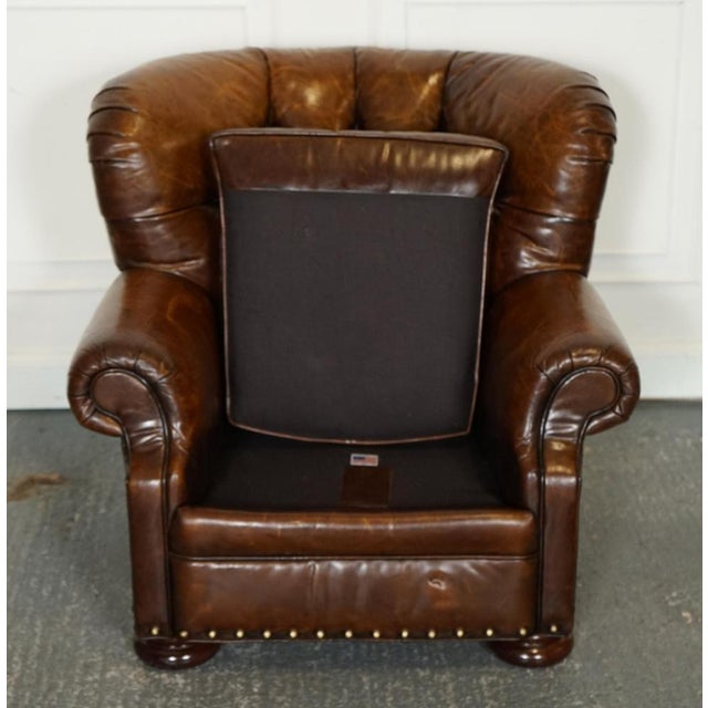 Set of Fully Hand Dyed Leather Writers Reading Armchair with Ottoman For Sale - Image 15 of 18
