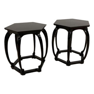 Michael Taylor Black Lacquer Side Tables From Baker Furniture For Sale