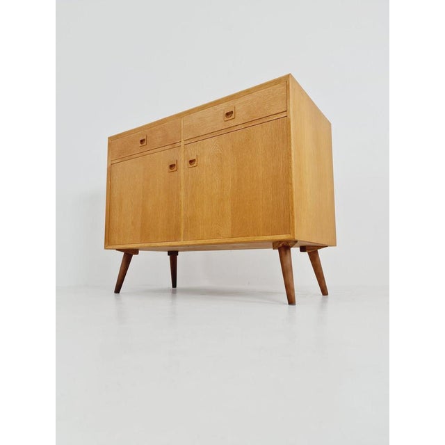 Mid century danish oak sideboard by brouer 1960s dimensions: 50 d x 100 w x 80 h cm it is in vintage condition, however,...
