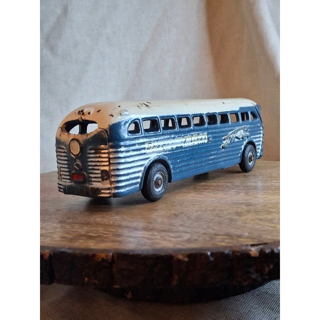 Vintage Arcade Cast Iron Greyhound Bus 9" Toy 1930s Blue 438b All Original For Sale - Image 4 of 18