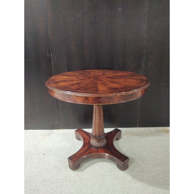 English Jonathan Charles Buckingham Collection Mahogany 32" Round Pedestal Game Table For Sale - Image 3 of 12