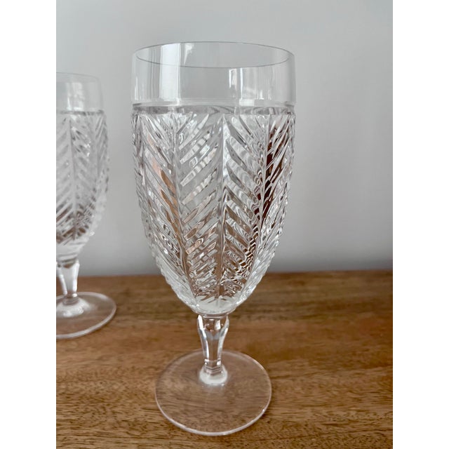 Transparent 1990s Ralph Lauren Crystal Cut Herringbone Iced Tea Glasses - Set of 7 For Sale - Image 8 of 10
