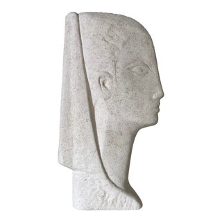 1980s Postmodern Egyptian Female Face Ceramic Sculpture For Sale