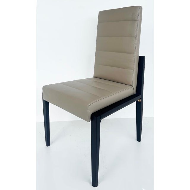 Umberto Asnago for Mobilidea Italian Leather/Oak Tall Chairs- a Pair For Sale - Image 4 of 12