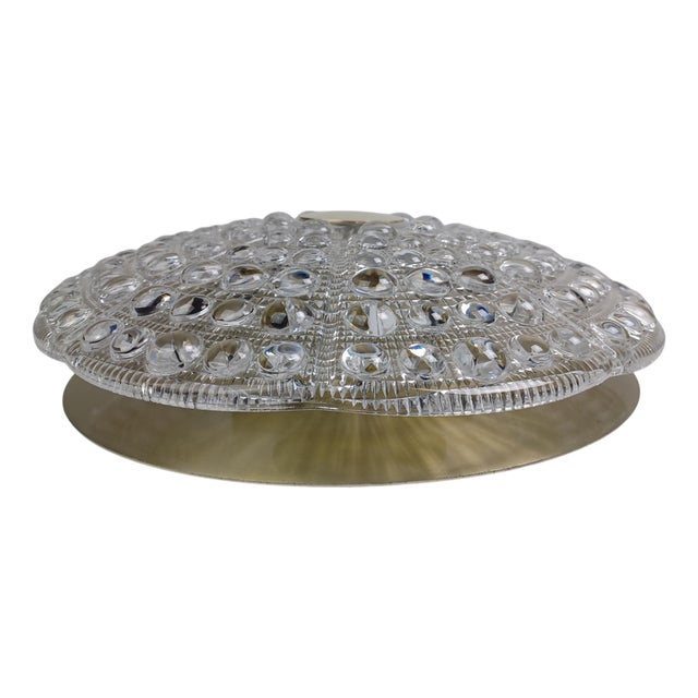 Flush Mount Chandelier in Glass and Brass by Carl Fagerlund for Lyfa, 1960s For Sale
