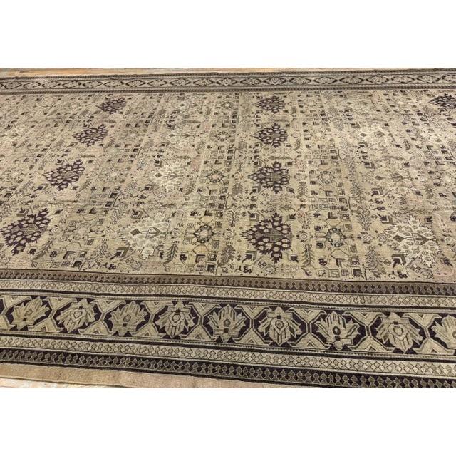 Indian 1900s Camel Field Geometric Antique Amritsar Indian Knotted Wool Oversized Rug For Sale - Image 3 of 7