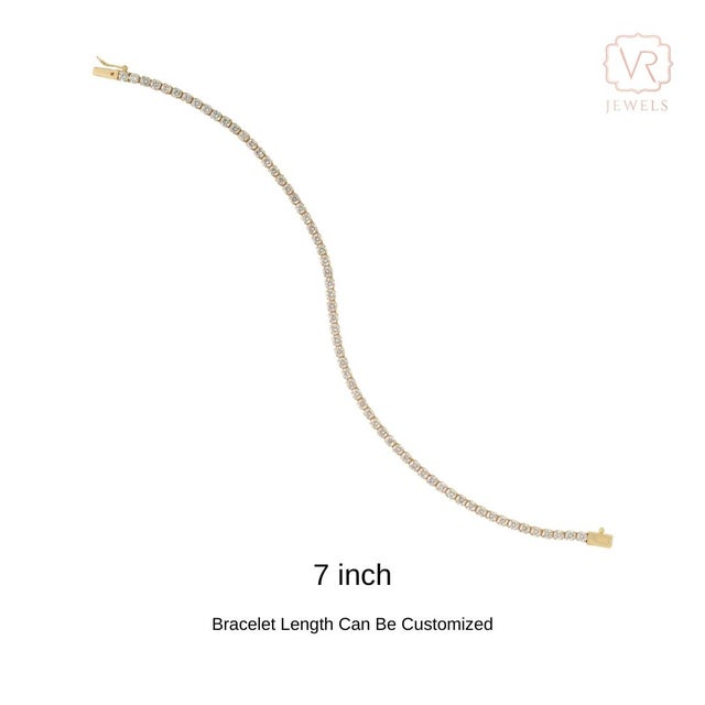 3.49Ct Round Brilliant Diamond Tennis Bracelet in 14k Solid Yellow Gold For Sale - Image 11 of 16
