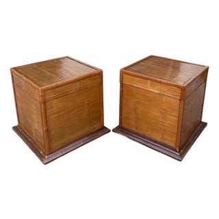 Mid 20th Century Kim3 International Furnishings Bamboo Box Side Tables For Sale