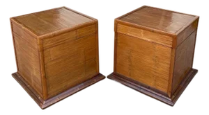 Mid 20th Century Kim3 International Furnishings Bamboo Box Side Tables