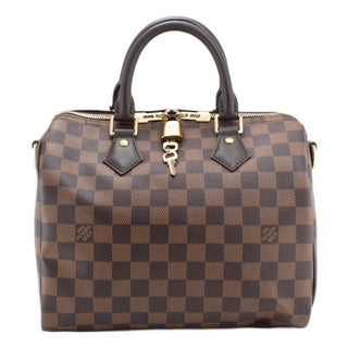Louis Vuitton Speedy Bandouliere 25 Damier Ebene Coated Canvas Shoulder Tote Bag For Sale