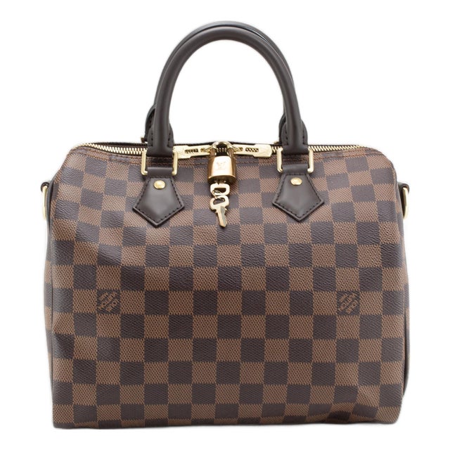 Louis Vuitton Speedy Bandouliere 25 Damier Ebene Coated Canvas Shoulder Tote Bag For Sale