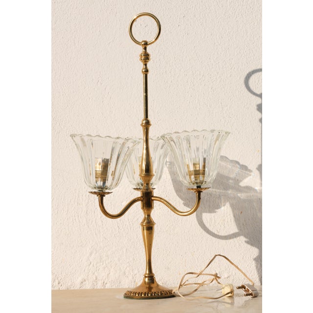 1940s Large Size Art Decò Murano Glass Table Lamp For Sale - Image 4 of 13