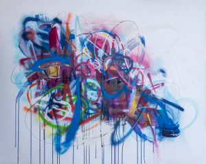 "Tantrum 70" Contemporary Original Abstract Expressionist Painting by Kymm Swank
