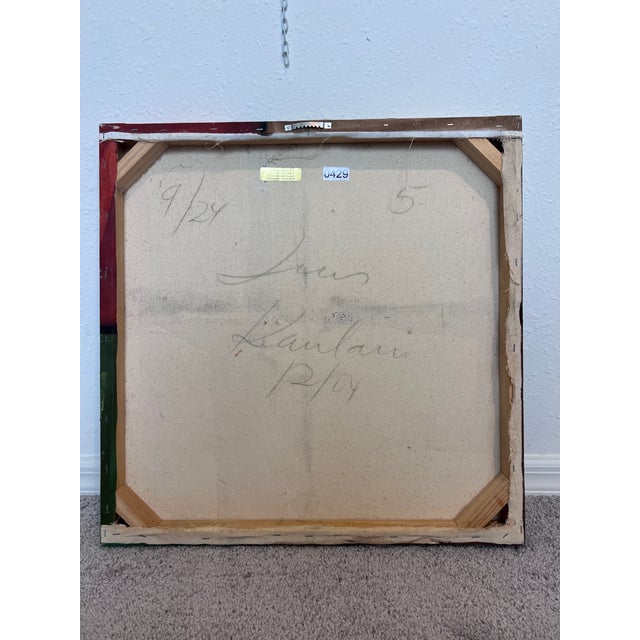 Abstract Modern Abstract Geometric Painting Signed Kaulani 2004 | 24x24" Textured Art For Sale - Image 3 of 9